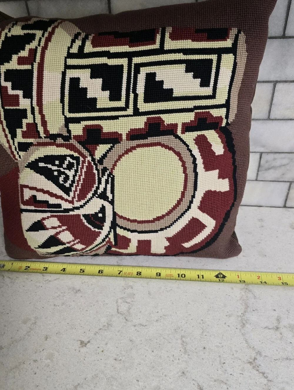 Vintage Southwest Native Pottery Pattern Needpoint Pillow